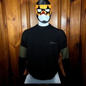 Y2K Phat Farm XXL 90s Streetwear Sweater Black Colorblock Crewneck Vintage